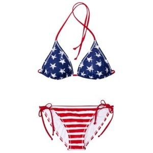 American flag bikini reversible